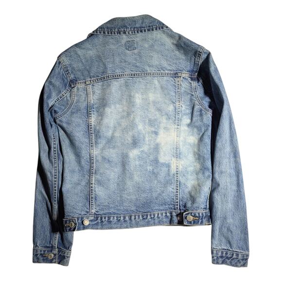 Vtg Y2K Gap Distressed Blue Cotton Denim Collared Classic Trucker Jacket Sz S - Picture 2 of 5